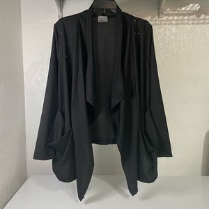 Jella Couture Draped Open Front Cardigan